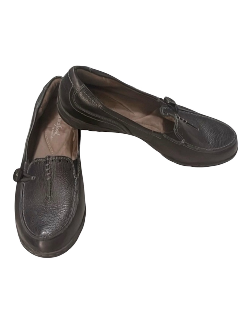 Natural Soul by Naturalizer Woman’s Black Leather Flats Moccasin Loafers 7.5